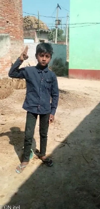 Boy in Urban Backyard - free download