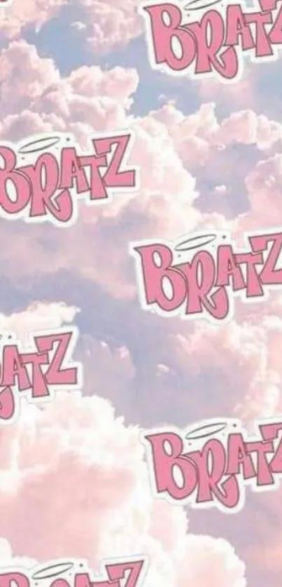 Bratz pink clouds mobile wallpaper background.