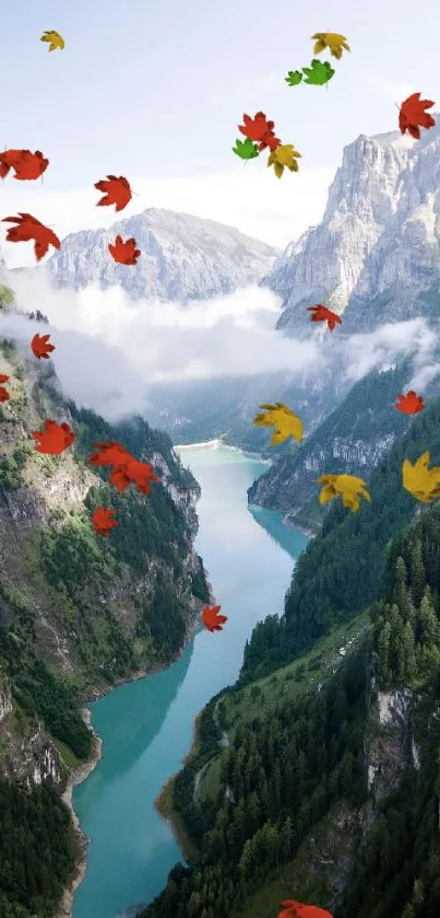 A breathtaking view of a winding river through towering green mountains.