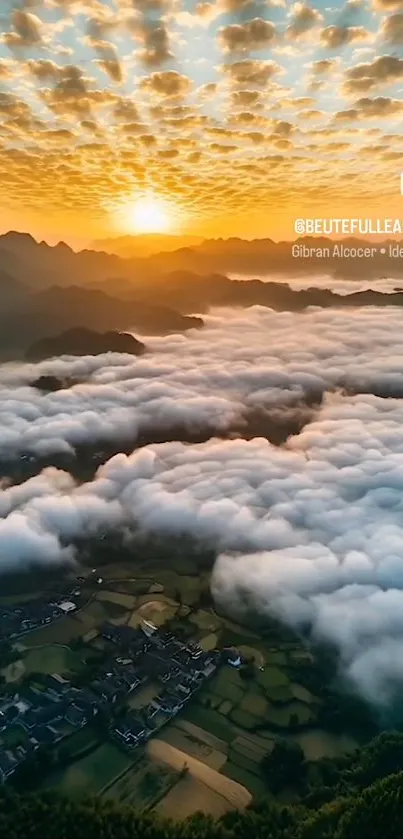 Sunrise over mountains with clouds and vibrant sky.