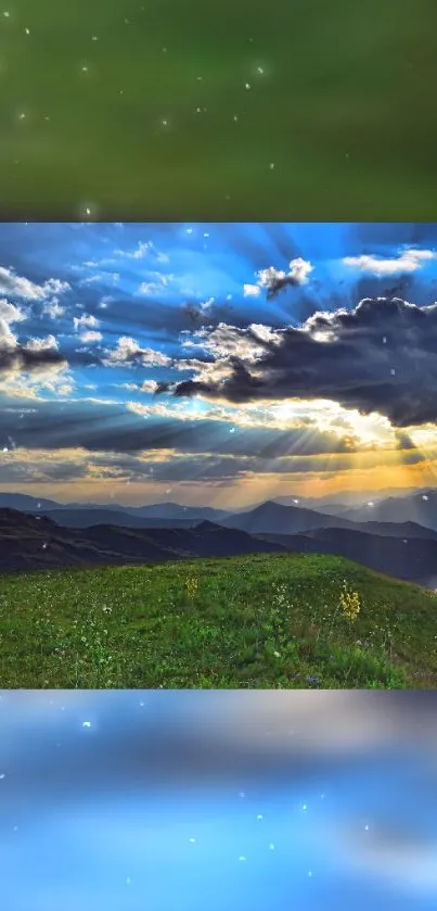 Breathtaking sunrise over mountain with vibrant sky and clouds, perfect for mobile wallpaper.