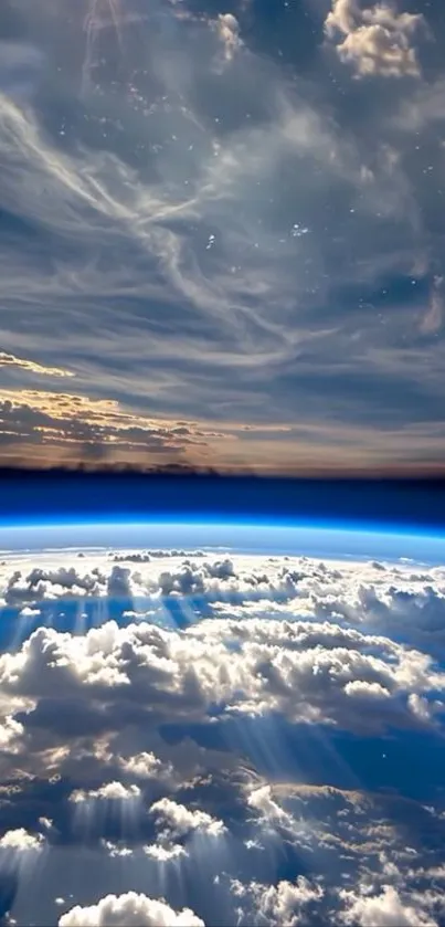 Spectacular view of Earth from space with clouds and vibrant blue hues.