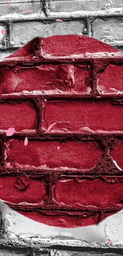 Red circular brick wall design in an urban art style for mobile wallpaper.