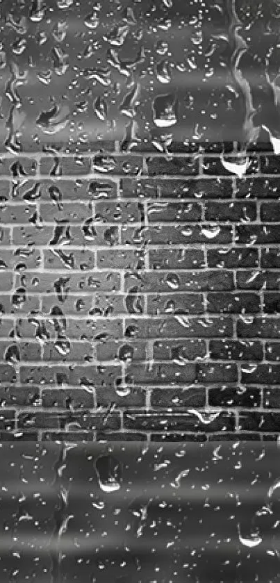 Rain drops on a gray brick wall, creating a moody and serene wallpaper.