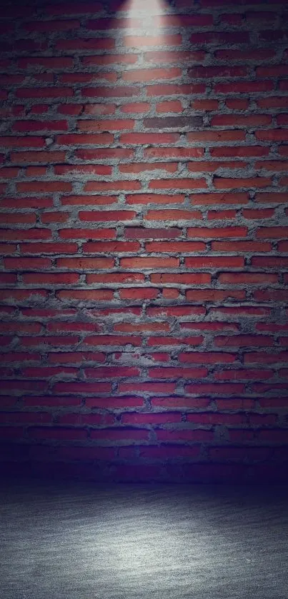 Red brick wall with spotlight effect.