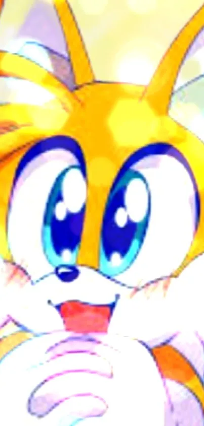 Bright cartoon character with big eyes and vibrant yellow features.