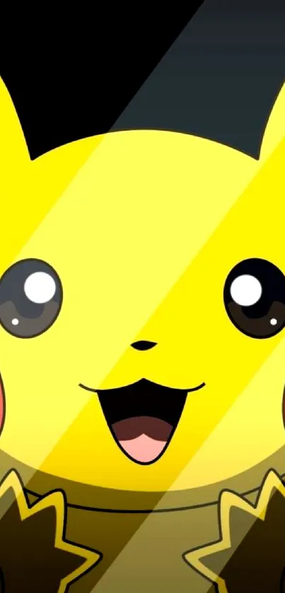 Bright, cheerful cartoon character with yellow and red features on a phone wallpaper.