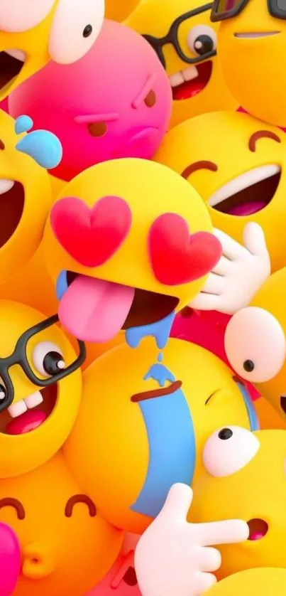 Expressive and colorful emoji mobile wallpaper.