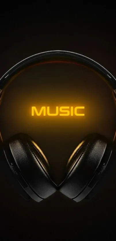 Glowing headphones with 'MUSIC' text on dark background.