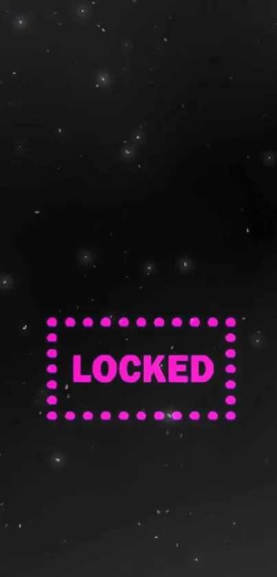 Neon pink locked screen wallpaper with dotted border.