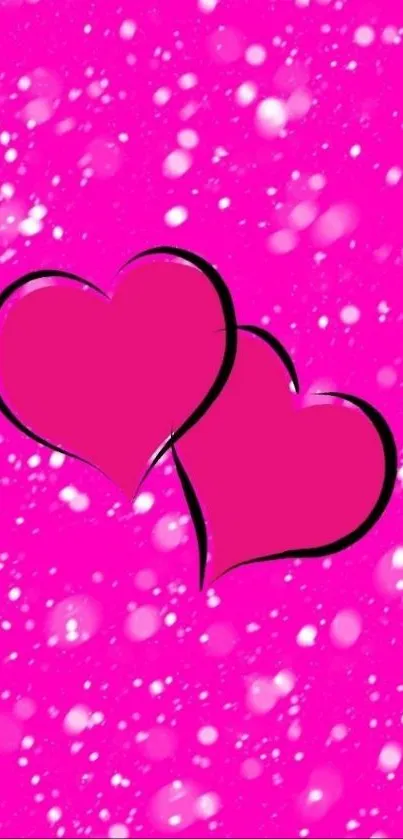 Bright pink hearts with sparkling accents on a vivid background.