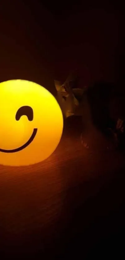 Glowing smiley face in the dark background