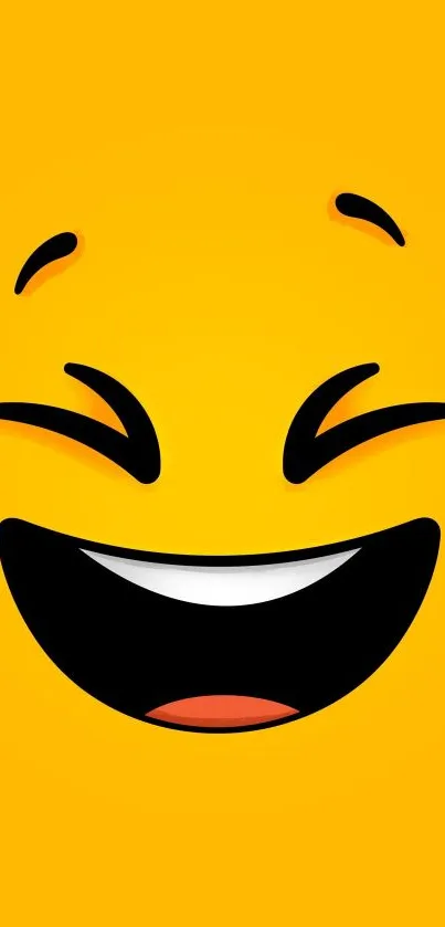 Bright yellow smiley face wallpaper with playful design.