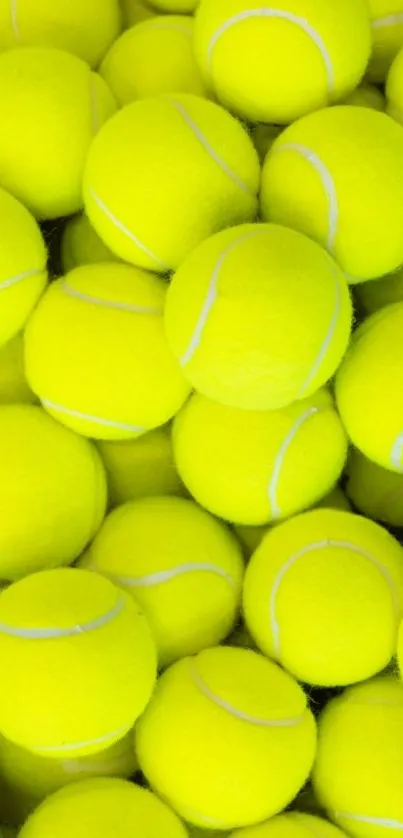 Mobile wallpaper featuring bright yellow tennis balls in a dynamic pattern.