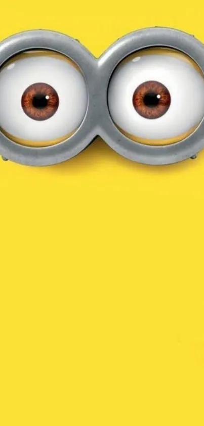 Bright yellow cartoon eyes mobile wallpaper with a playful design.