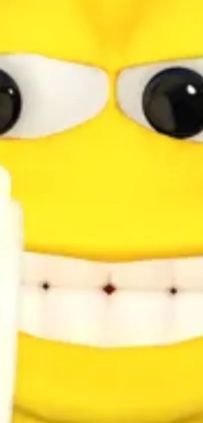 Cheerful yellow cartoon face mobile wallpaper.