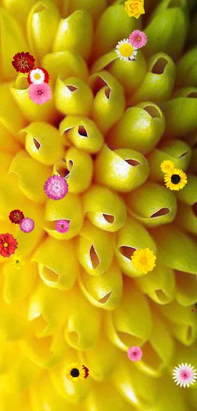 Close-up of vibrant yellow flower petals in detailed focus.