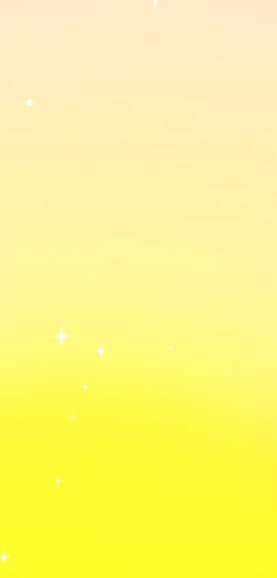 Bright yellow gradient mobile wallpaper with twinkling white stars.