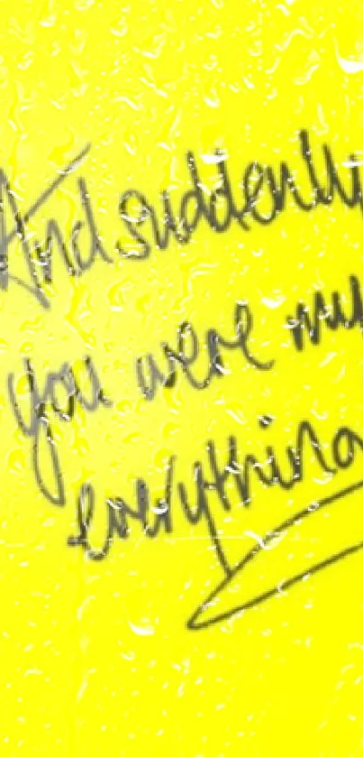 Inspirational handwritten quote on a bright yellow background for mobile wallpaper.