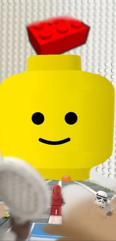 Vibrant Lego head illustration with yellow background.