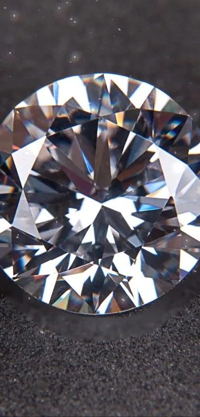 Close-up of a dazzling diamond on a dark background.