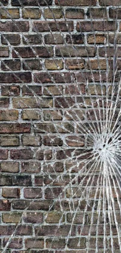 Cracked brick wall mobile phone wallpaper with an abstract design.