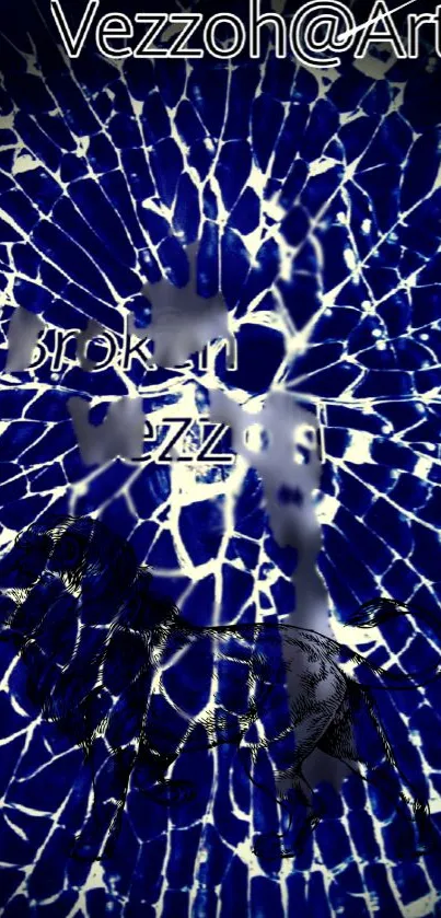 Blue shattered glass pattern art wallpaper for mobile.