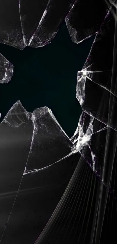 Broken glass mobile wallpaper with a dark, dramatic design.