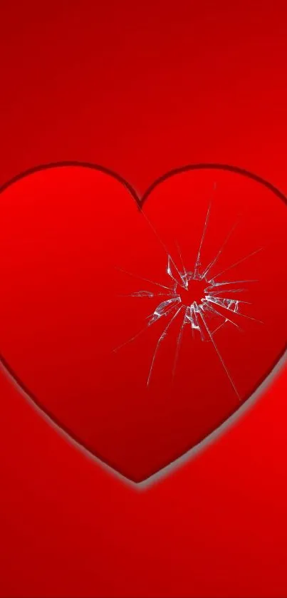 Red broken heart wallpaper with shattered design.