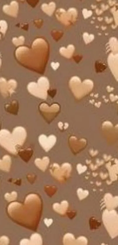 Brown heart pattern wallpaper for mobile phones.