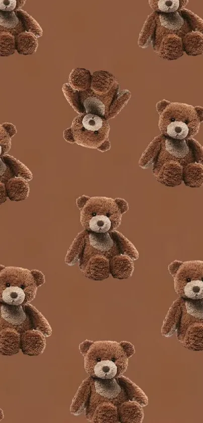 Brown teddy bear pattern wallpaper for mobile background.