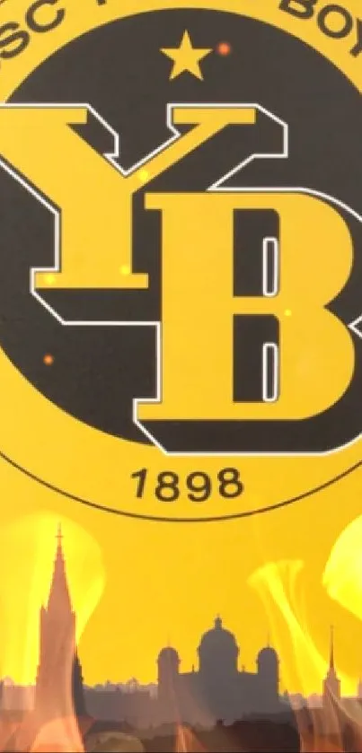 BSC Young Boys logo on yellow and black wallpaper.