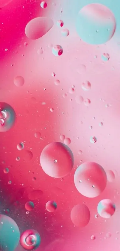 Colorful abstract bubbles on a pink and teal background for mobile wallpaper.