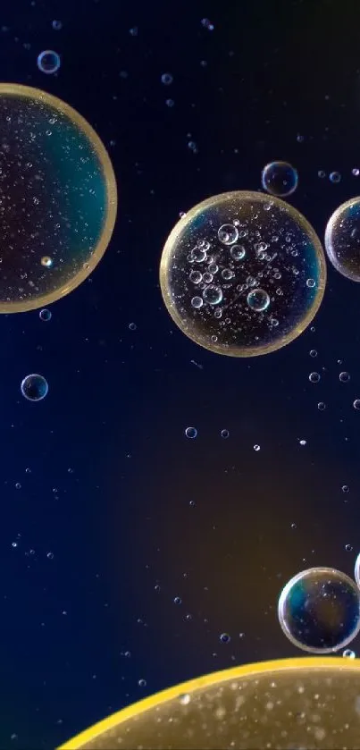 Abstract bubbles floating in a cosmic space background.