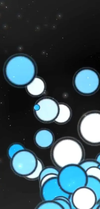 Blue and white bubbles in a starry space background.