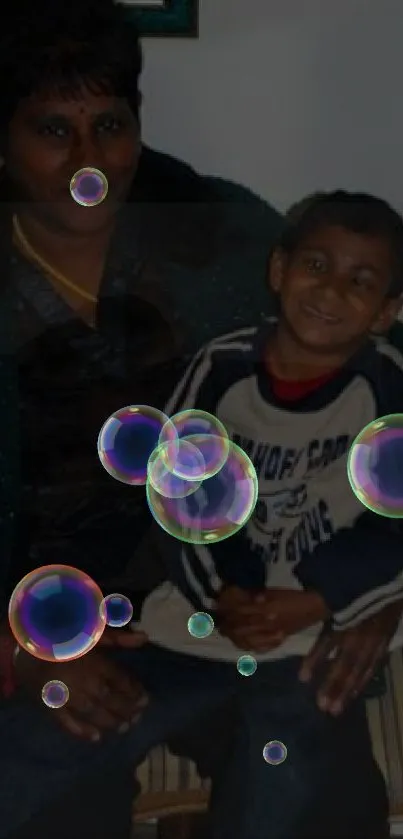 Photo of a smiling child with colorful bubbles overlay.