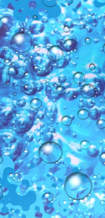 Vibrant blue bubbly water art with flowing patterns.