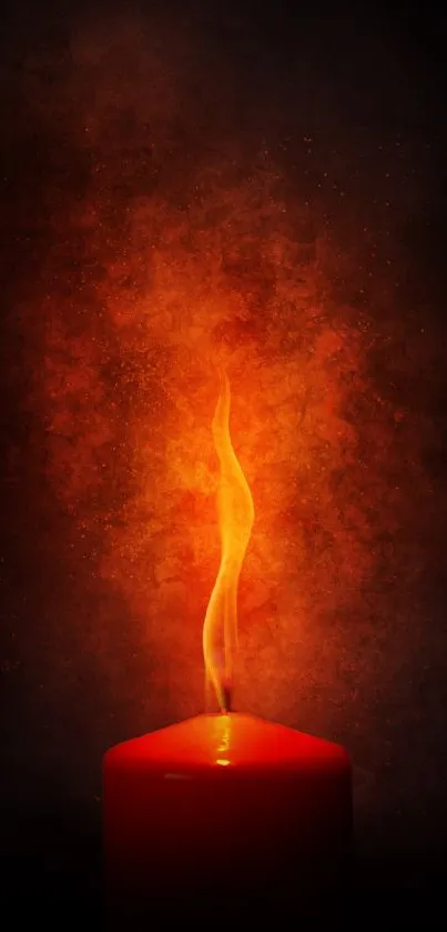 Vivid candle flame against dark background, perfect for serene ambiance.