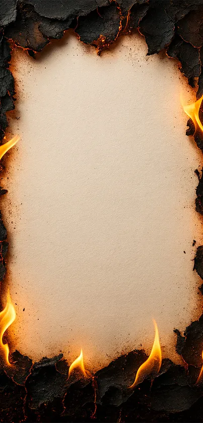 Burnt paper edges with surrounding flames.