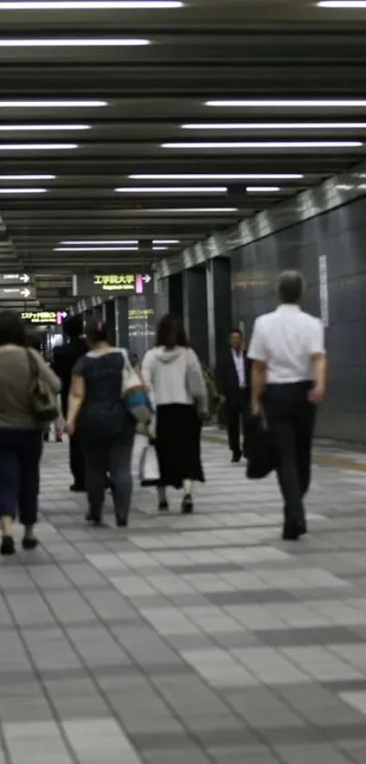 Commuters walking in a subway station.