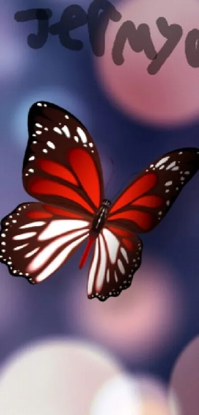 Vibrant butterfly with bokeh background mobile wallpaper.