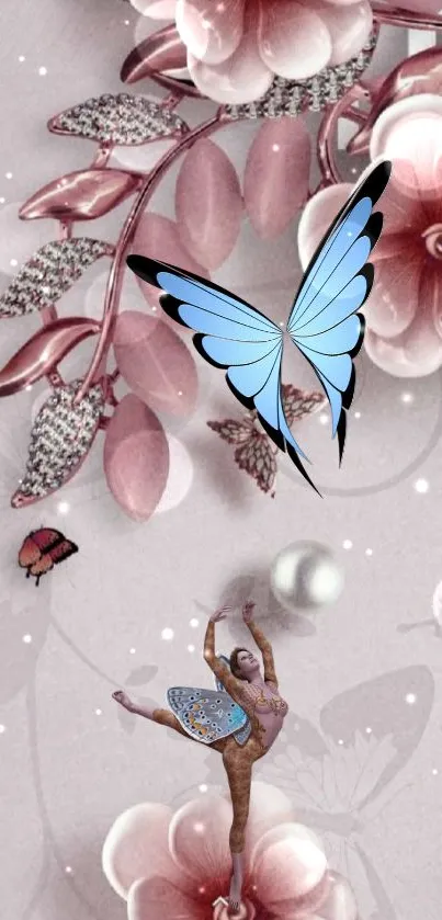 Fantasy wallpaper with butterflies and ballerina.