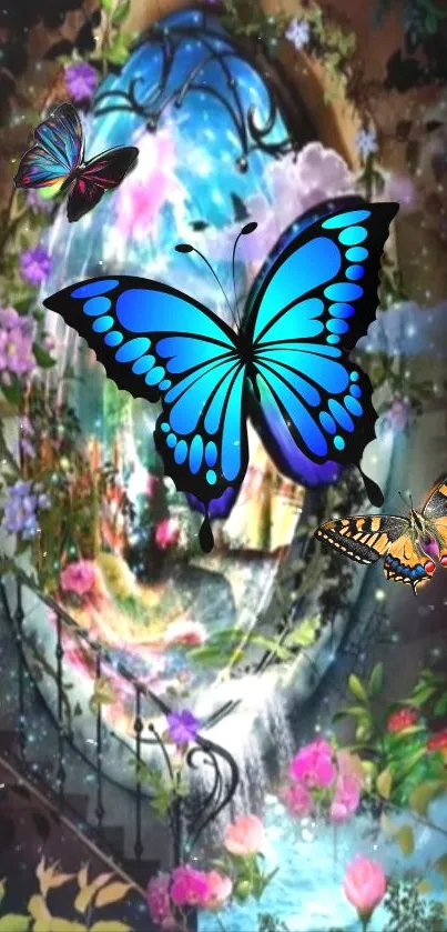 Vibrant butterfly dreamscape with colorful scenery.