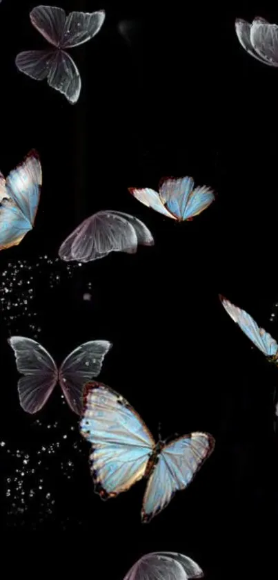 Elegant mobile wallpaper with butterflies on dark background.