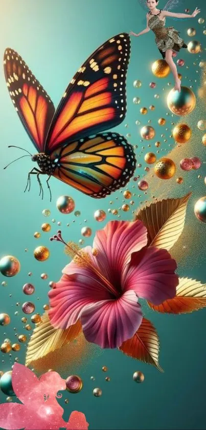 Colorful butterfly floral wallpaper for phones.