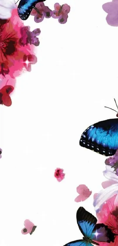 Butterfly and floral design phone wallpaper with a white background.