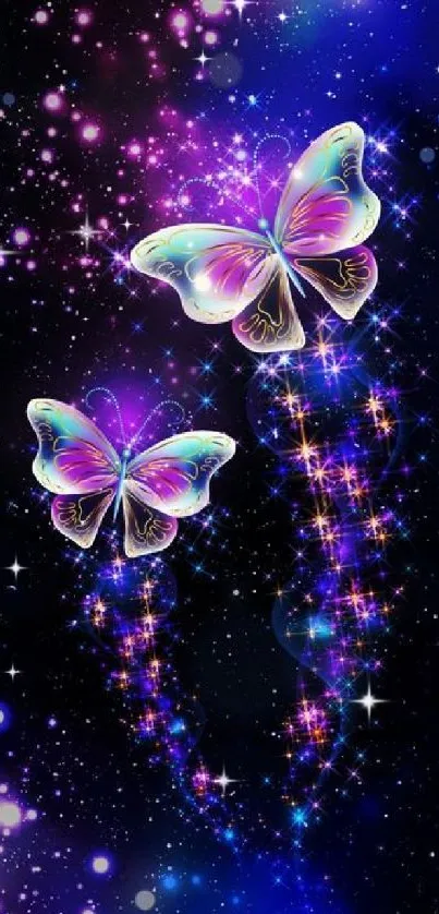 Butterfly galaxy wallpaper with vibrant stars.