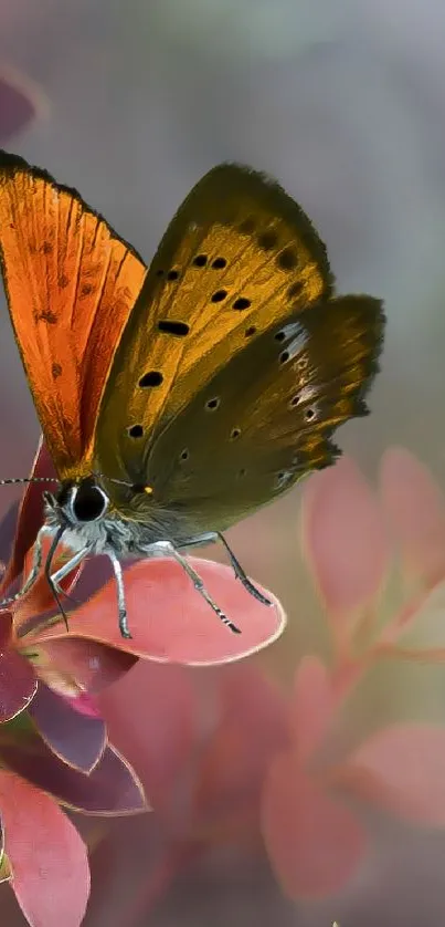 Vibrant butterfly resting on pink petals, highlighting nature's elegance.