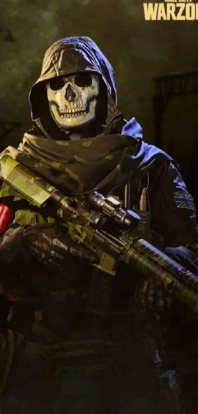 Call of Duty Warzone ghostly soldier with mask and rifle.