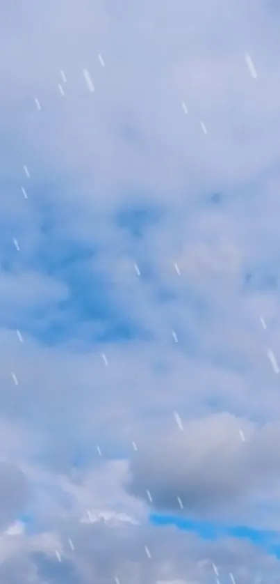 Calm blue sky with scattered white clouds.